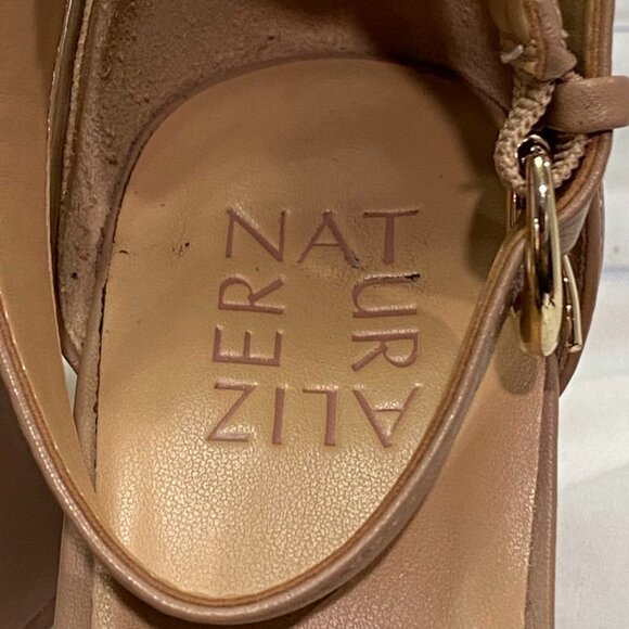 Naturalizer Platform Block Heel Sandals Tan Nude Leather Size 8 - Picture 9 of 12